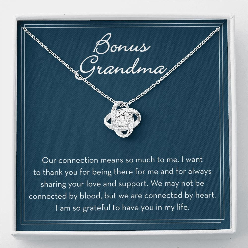 Bonus Grandma Gifts: for A Loving & Warm Bonus Grandma, 14K/18K White or Yellow Gold, Grandmother Jewelry 14K White Gold Finish / Standard Box