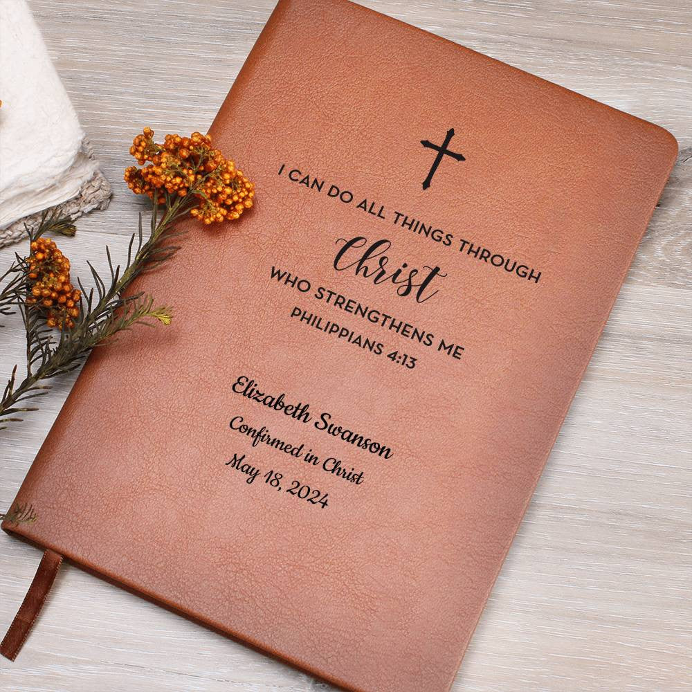 Personalized I Can Do All Things Confirmation Leather Journal