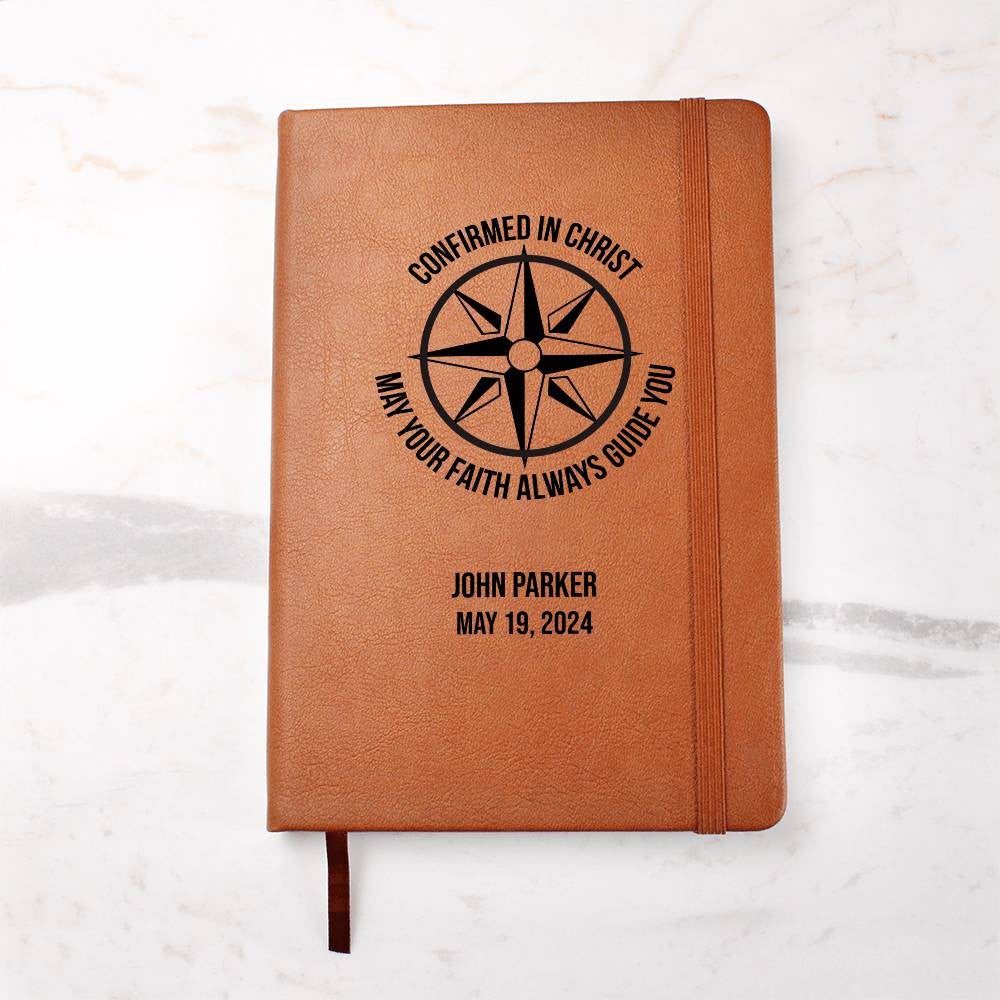 Personalized Confirmation May Your Faith Always Guide You Leather Journal
