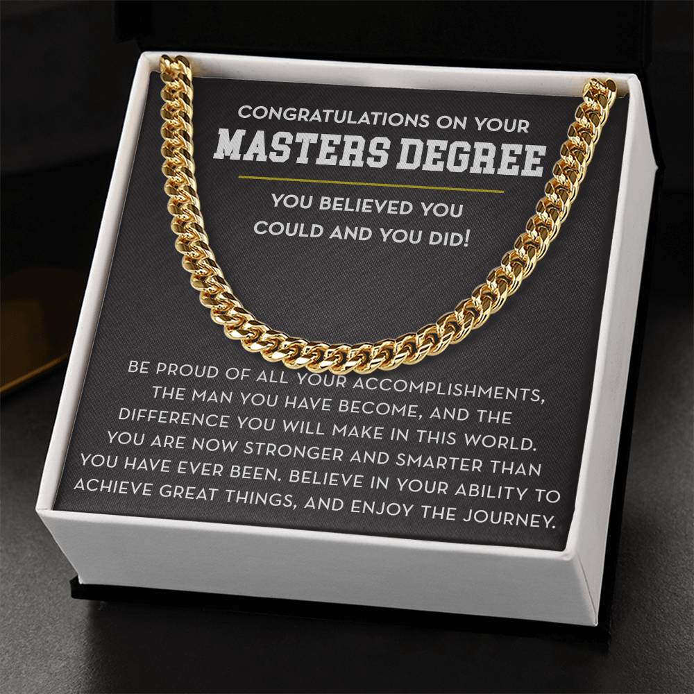 Masters Degree Graduation Gift For Him, Masters Degree Gift for Man, Masters Degree Graduation Necklace