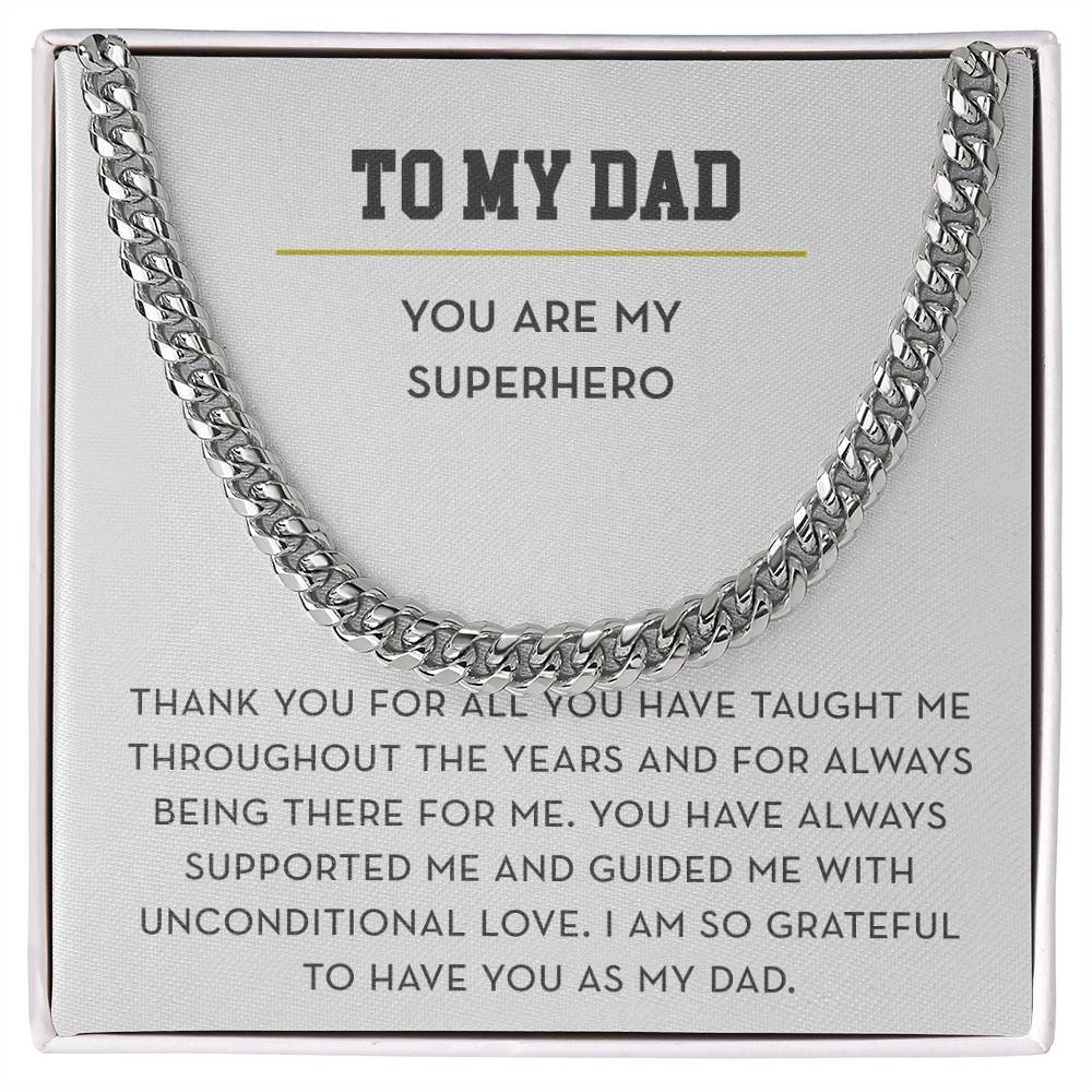 To My Dad Gift, Father's Day Gift for Dad, You Are My Superhero, Necklace for Dad