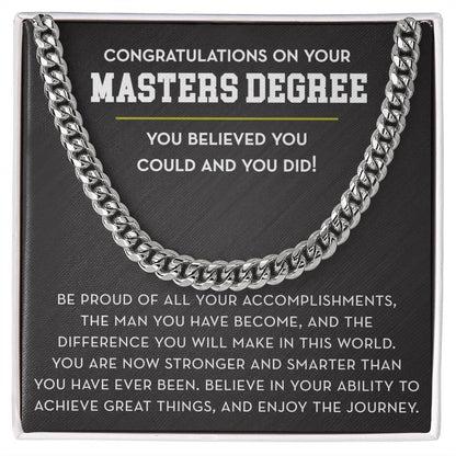 Masters Degree Graduation Gift For Him, Masters Degree Gift for Man, Masters Degree Graduation Necklace