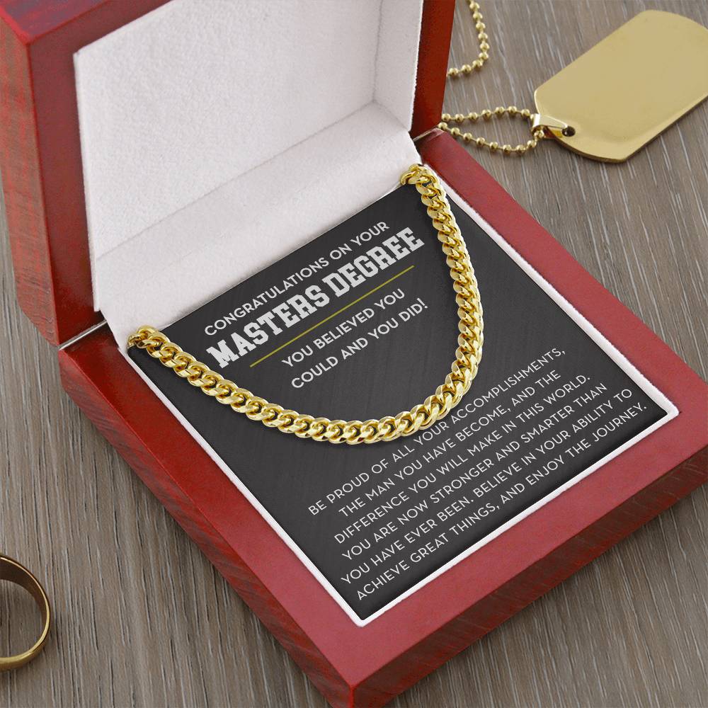 Masters Degree Graduation Gift For Him, Masters Degree Gift for Man, Masters Degree Graduation Necklace