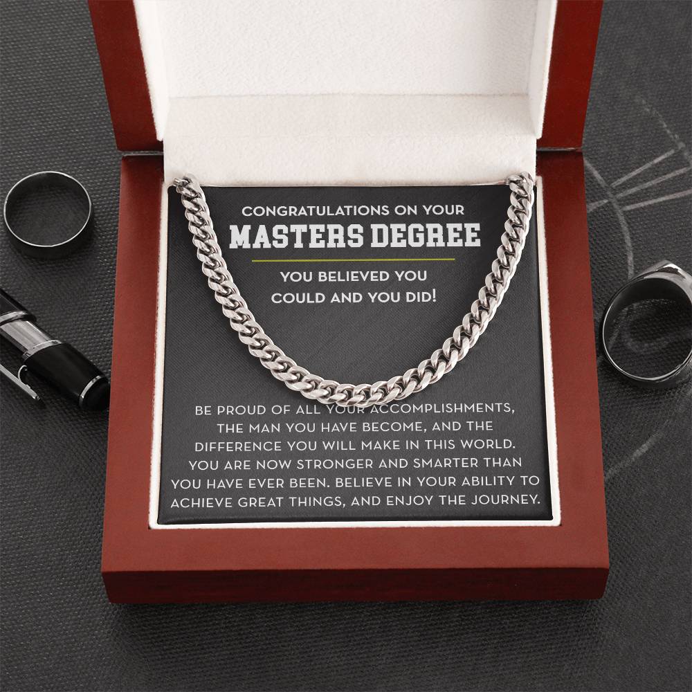 Masters Degree Graduation Gift For Him, Masters Degree Gift for Man, Masters Degree Graduation Necklace