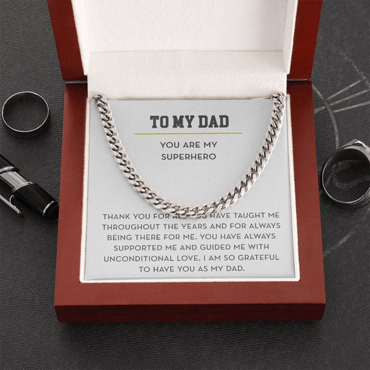 To My Dad Gift, Father's Day Gift for Dad, You Are My Superhero, Necklace for Dad