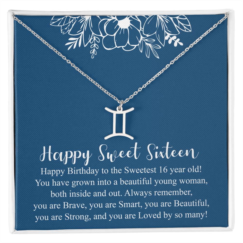 Sweet Sixteen Gift for Girl, Custom Zodiac Necklace for Her, Gift for Sweet 16 Birthday