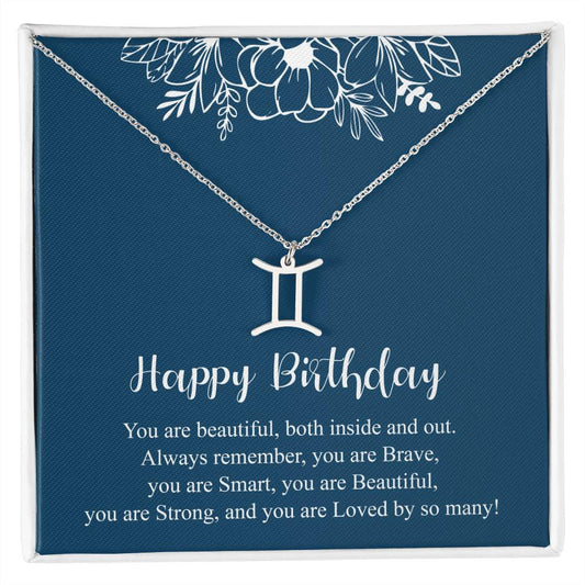 Happy Birthday Gift for Girl, Custom Zodiac Necklace for Her, Zodiac Symbol Birthday Gift for Her