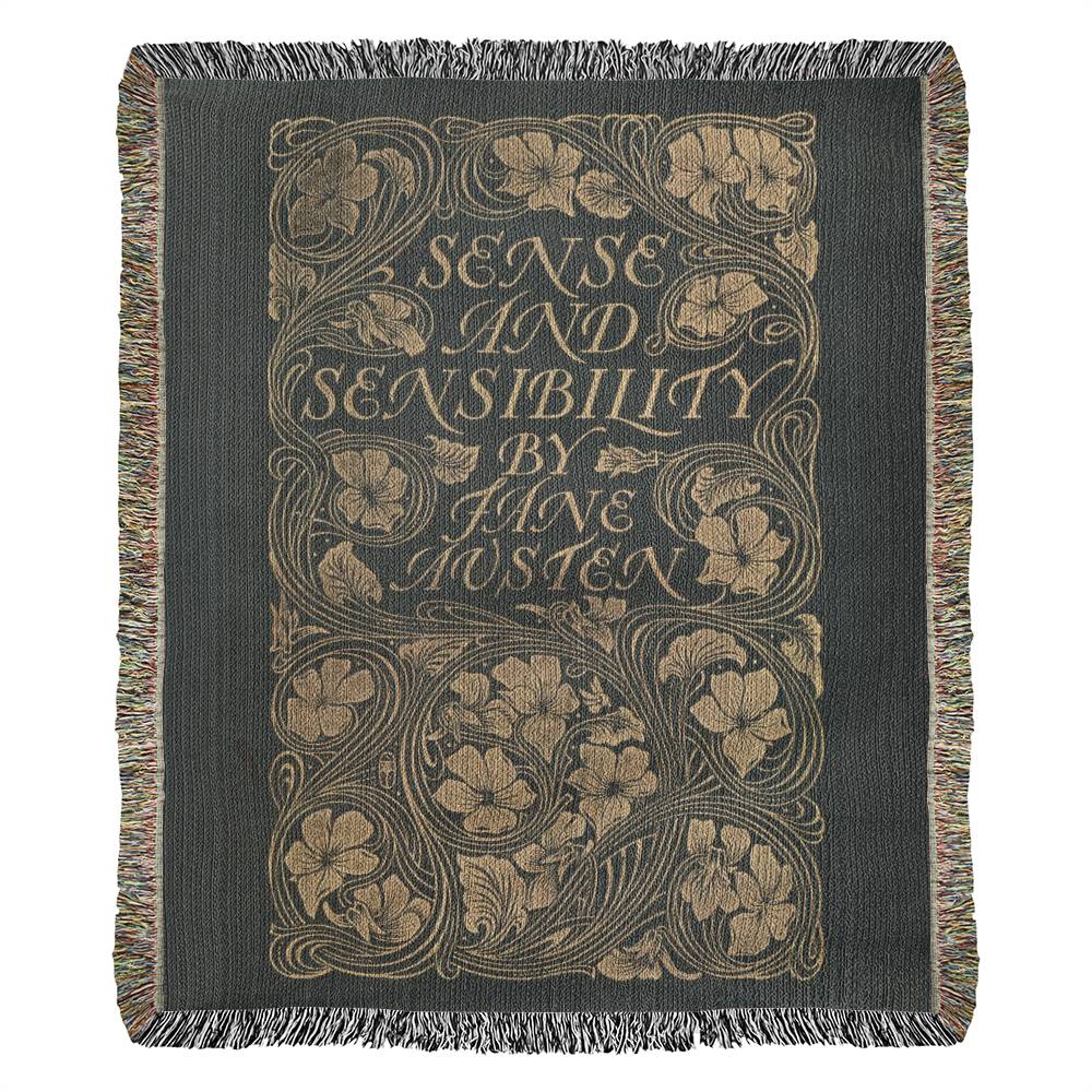 Sense and Sensibility Book Cover Blanket, Sense & Sensibility Woven Throw, Book Lover Gift