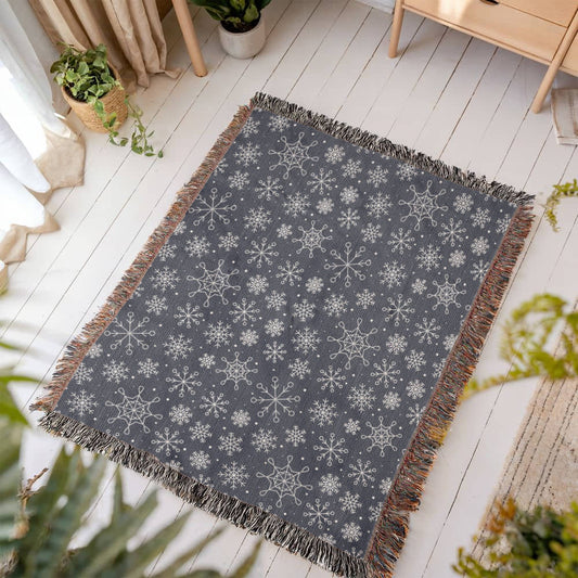 Snowflakes Woven Throw, Snowflake Blanket, Cabin Blanket