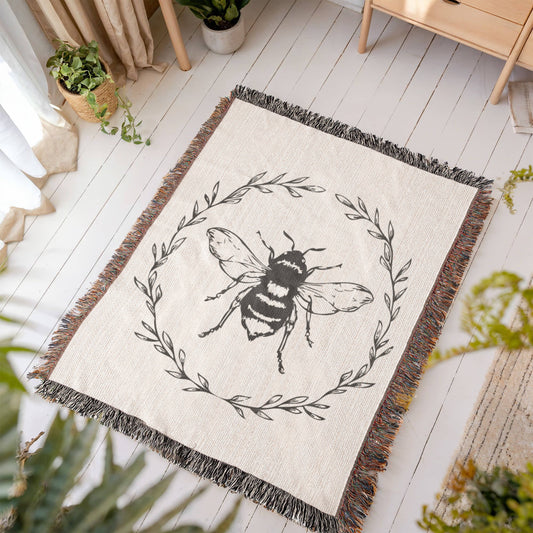 Bumble Bee Blanket, Bee Print Tapestry, Bee Blanket Woven, Honey Bee Blanket