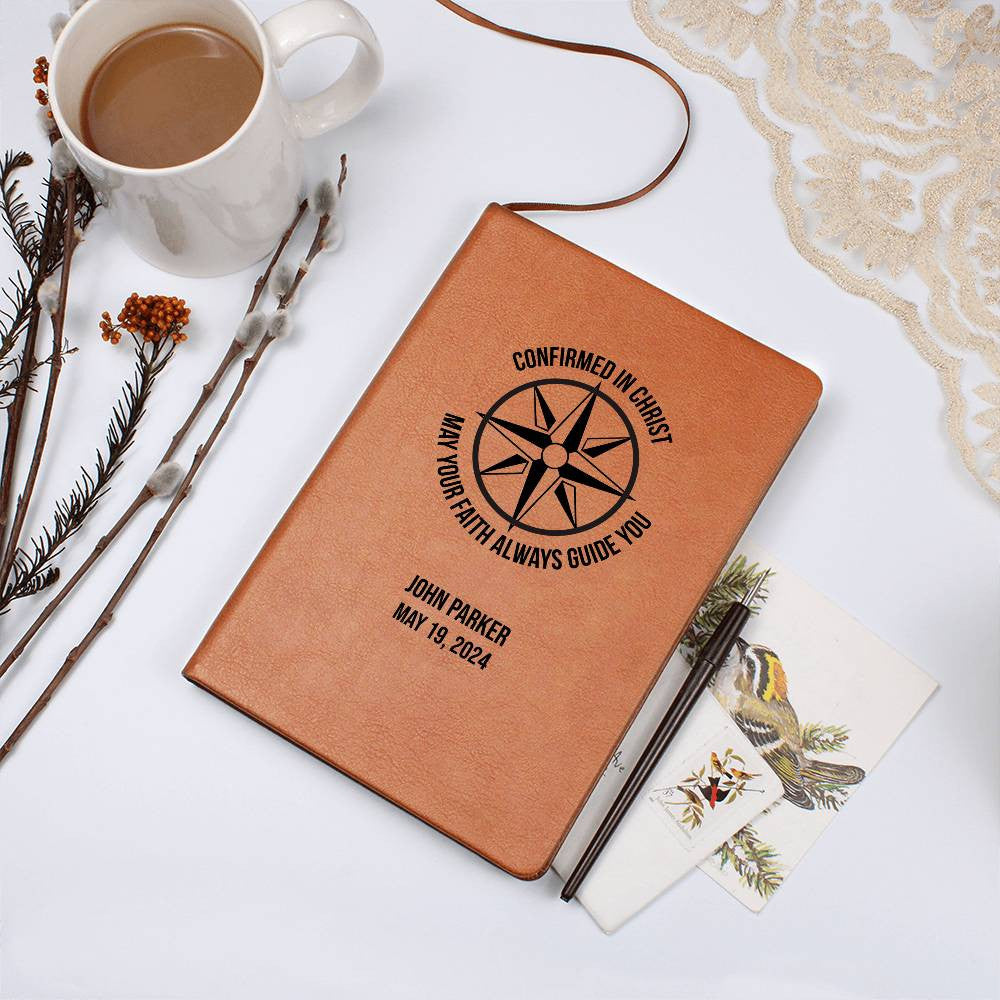 Personalized Confirmation May Your Faith Always Guide You Leather Journal
