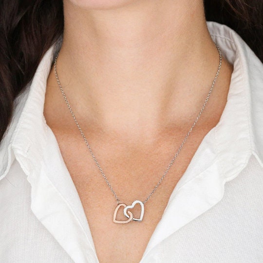 Linked hearts necklace in 14k rose gold | KLENOTA