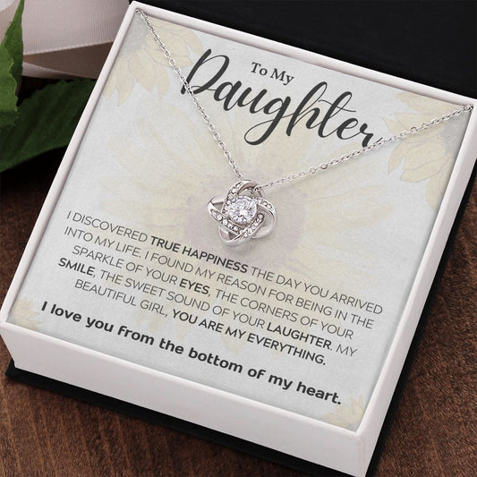 Daughter Knot Necklace, I Love You from the Bottom of my Heart