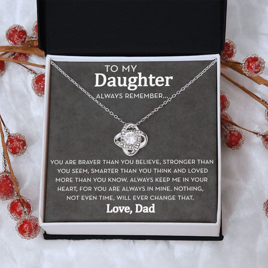 Daughter Knot Necklace from Dad, Always Remember