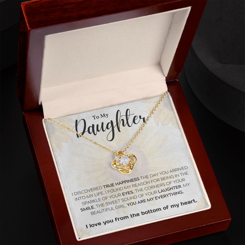 Daughter Knot Necklace, I Love You from the Bottom of my Heart