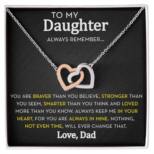 Daughter Hearts Necklace from Dad, Always Remember