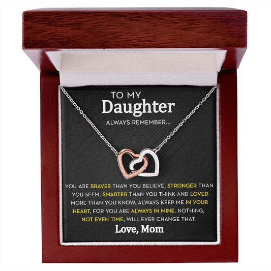 Daughter Hearts Necklace from Mom, Always Remember