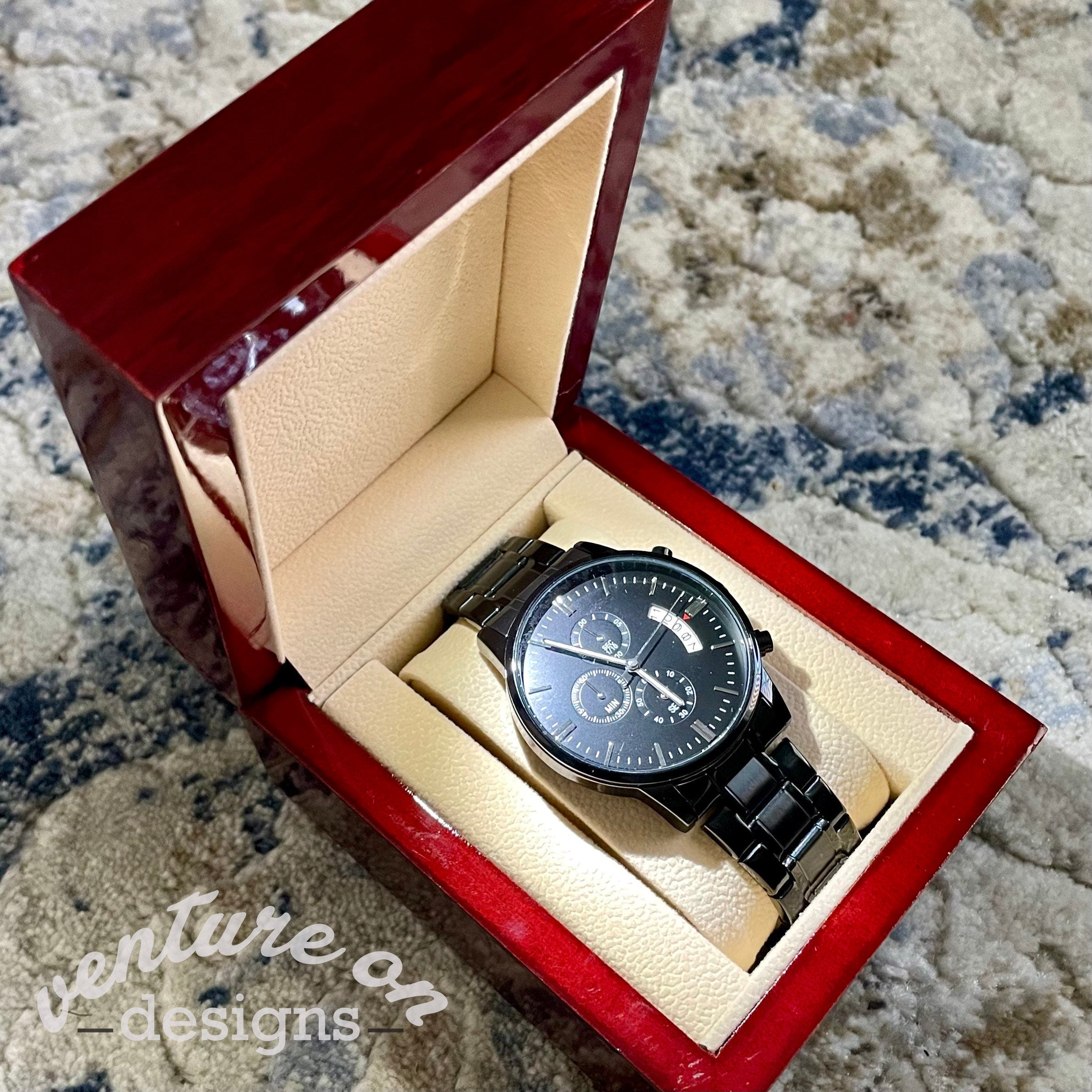 To My Amazing Husband Engraved Design Black Chronograph Watch Gift For –  Thoughtful Unique Gifts - Uncommon Finds