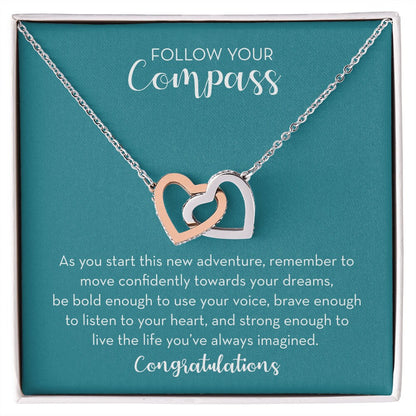 Follow Your Compass Necklace, Graduation Gift Necklace for Girls, Graduation Gift