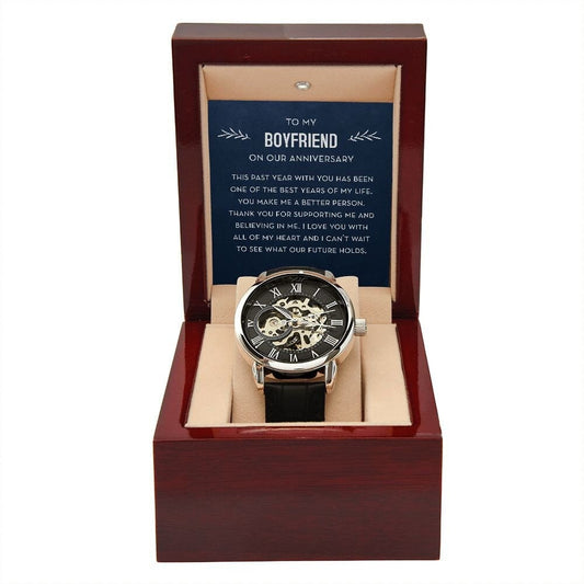 Boyfriend Anniversary Watch, Gift for Boyfriend, Modern Openwork Watch
