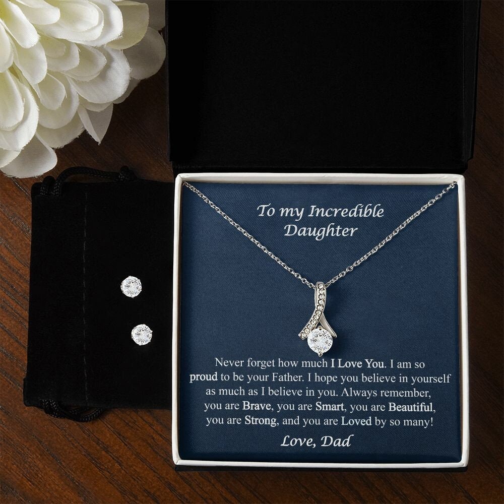 Daughter Jewelry Set from Dad, Never Forget How Much I Love You