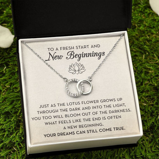 New Beginnings Necklace Gift for Women, Lotus Flower Fresh Start, Gift After Divorce / Breakup, Clean Slate, Self Love Jewelry, New Job Gift