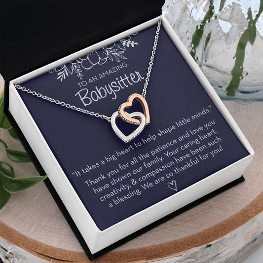 Thank You Gift for Babysitter, Babysitter Thank You Hearts Necklace, Babysitter Appreciation Jewelry, Babysitter Necklace / Gift / Jewelry