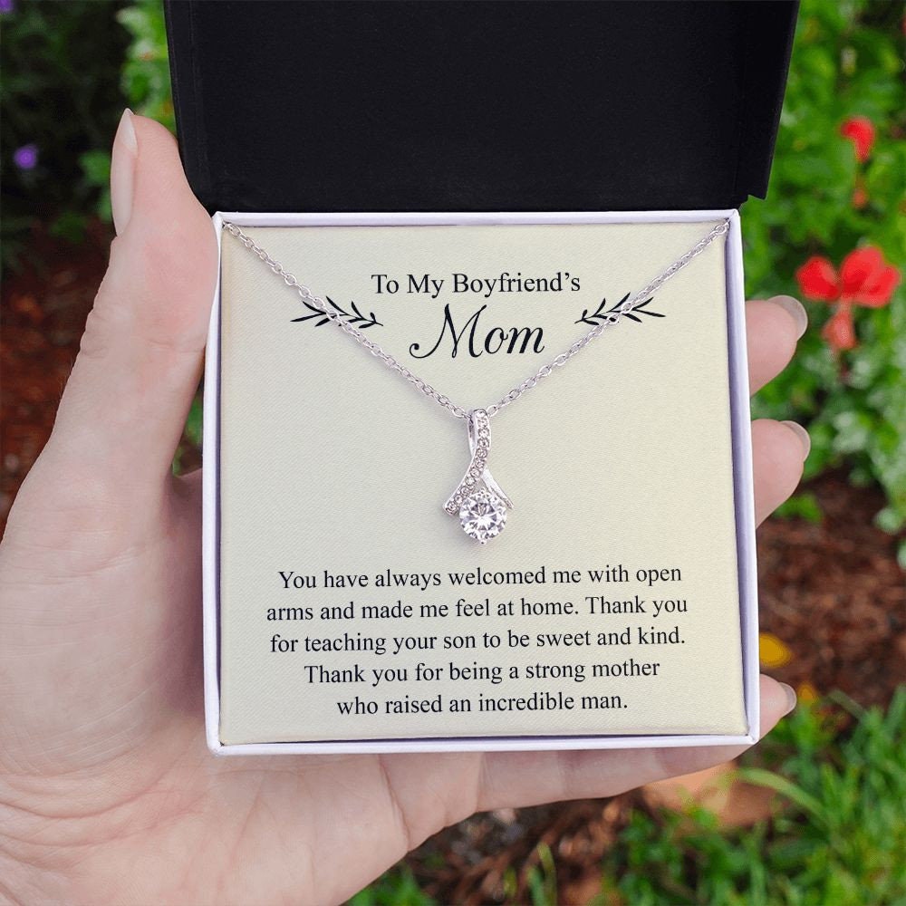 To My Boyfriends Mom Necklace, Gifts For Boyfriends Mom, Boyfriends Mom  Gift On Birthday, Christmas, Thanksgiving, Valentines With Message Card and
