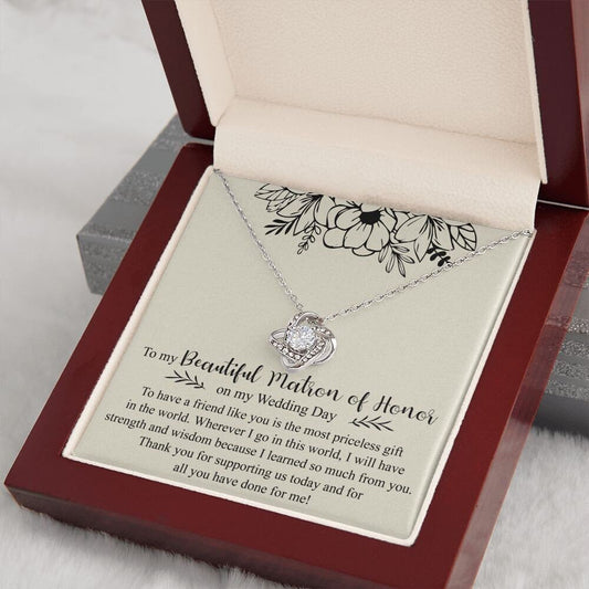 Matron of Honor Thank You Necklace, Wedding Day Gift from Bride, Matron of Honor Friend Gift, Bridal Party Gifts, MOH Necklace from Bride