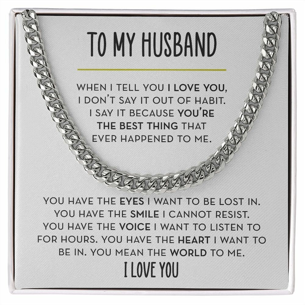 To My Husband Chain Necklace, Romantic Gift for Husband