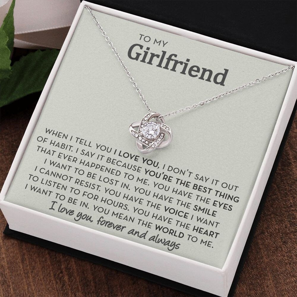 Romantic Knot Necklace Gift for Girlfriend, You Mean the World To Me