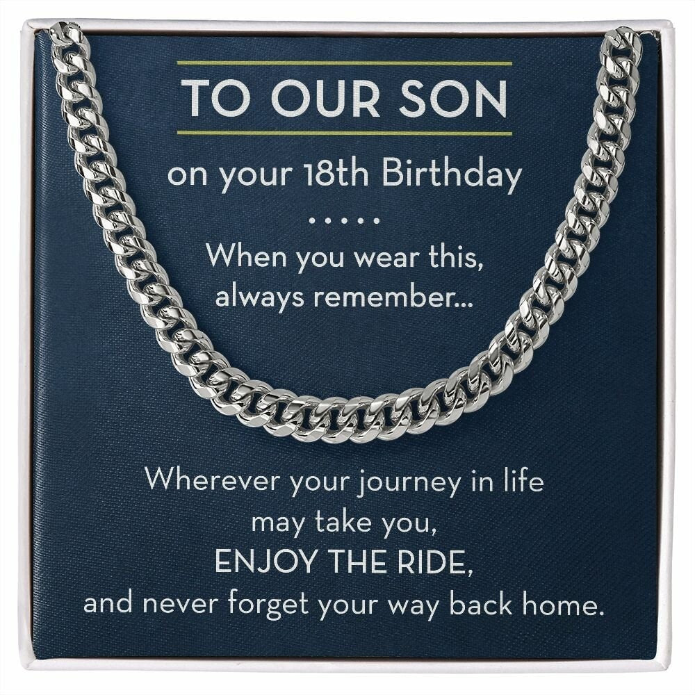 18th Birthday Chain Necklace for Son, Gift from Parents