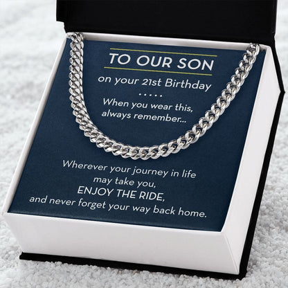 21st Birthday Gift for Son, Chain Necklace from Parents