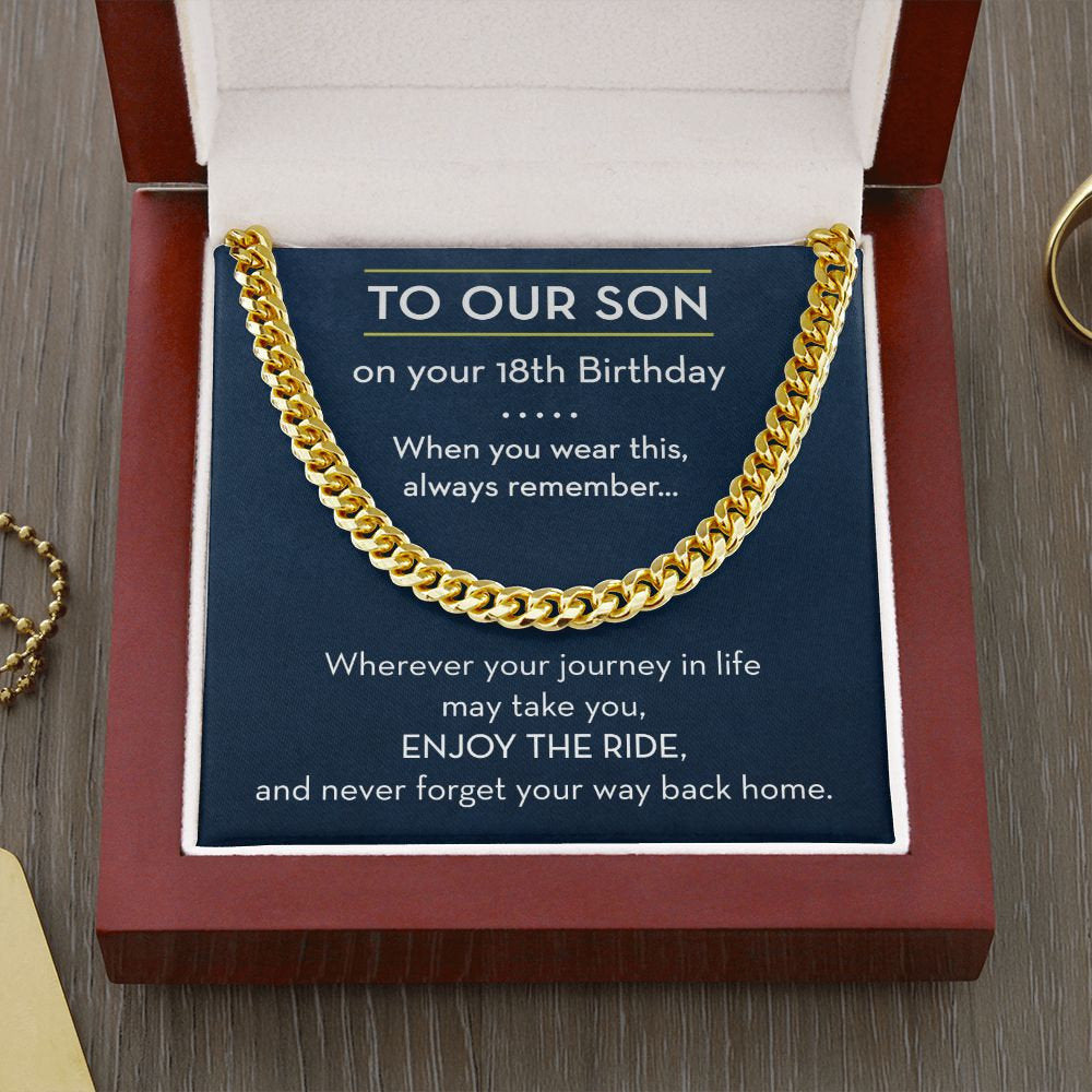 18th Birthday Chain Necklace for Son, Gift from Parents