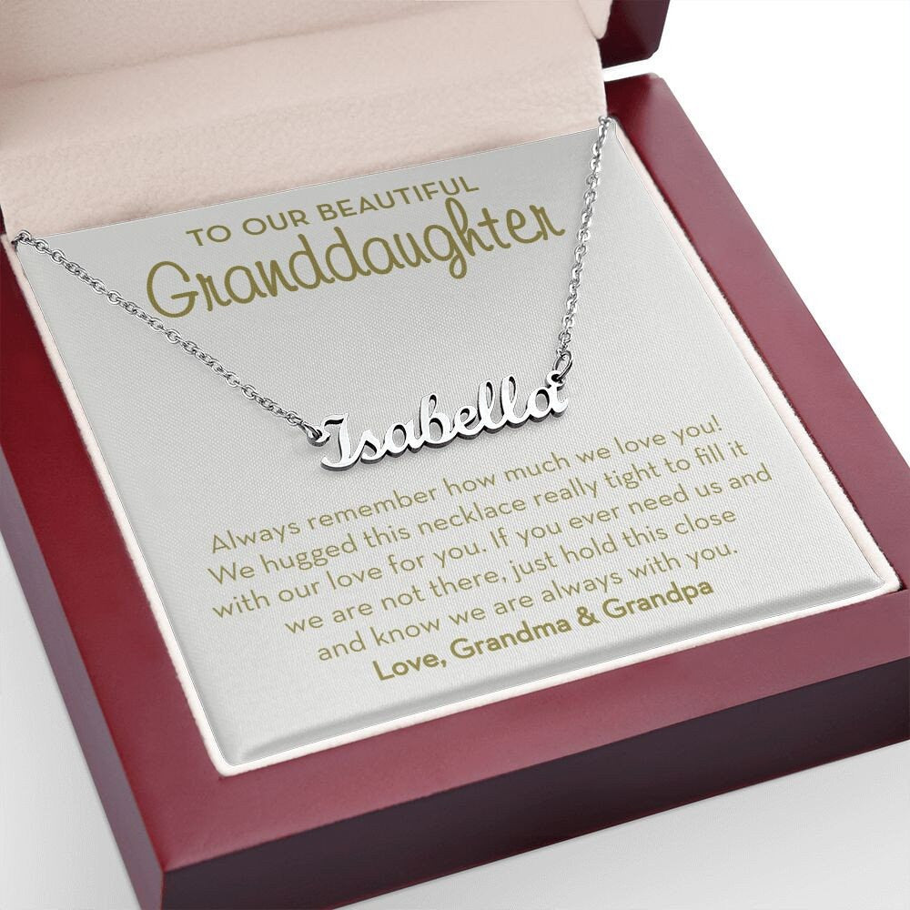 Personalized Name Necklace for Granddaughter, Gift from Grandparents